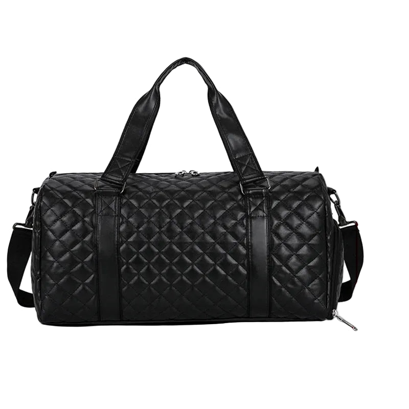 Footmax Women's PU Leather Gym Duffle Bag - Travel Tote with Shoe Compartment 20-35L - footmaxldn