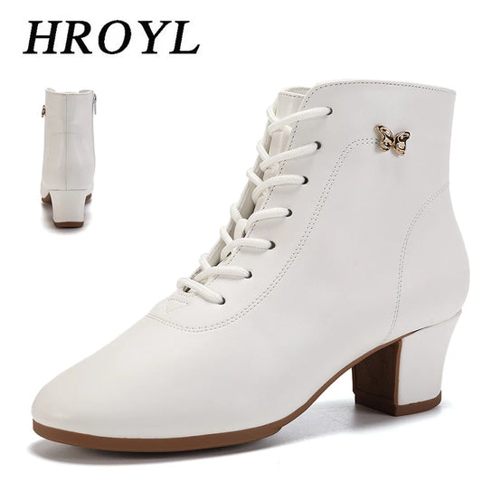 Footmax Women's White Dance Sneakers - 5cm Heel Ankle Boots for Jazz & Modern Dancing - footmaxldn