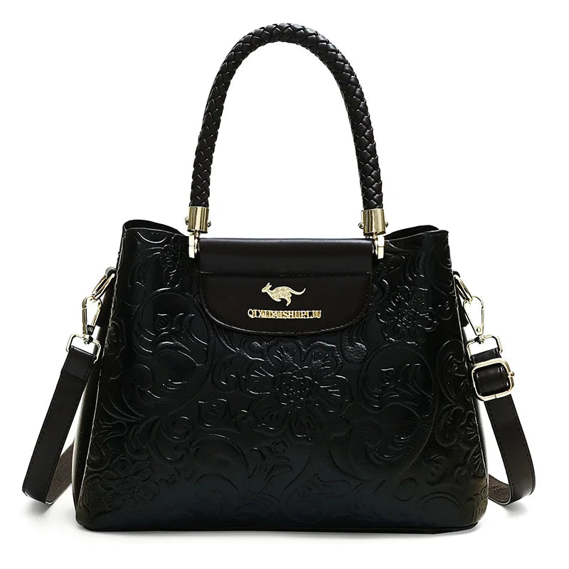 Large Capaci Leather Handbag Women's Bag 2025 New Cowhide Single oulder Bag Retro Ethnic Sle Mom Bag Crossbody Bag