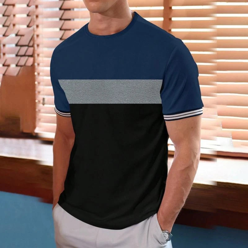 Footmaxldn Men's Striped Crew Neck T-Shirt
