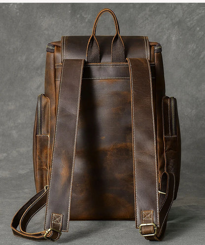 Vintage Crazy Horse Genuine Leather Backpack Men Leather Bagpack Climbing Rucksack male Large Hiking Backpack M814 - footmaxldn