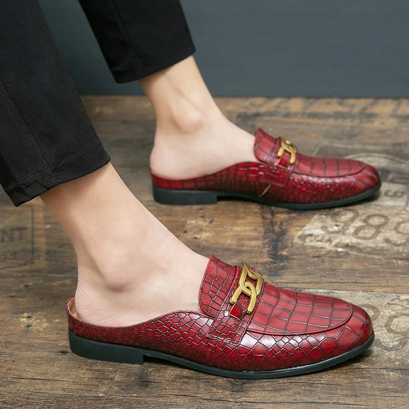 Men's Genuine Leather Half Shoes - Designer Mule Slippers|footmaxldn - footmaxldn