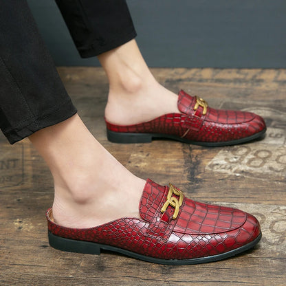 Men's Genuine Leather Half Shoes - Designer Mule Slippers|footmaxldn - footmaxldn