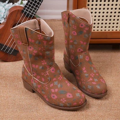 Girls' Floral Western Cowboy Boots | Footmaxldn