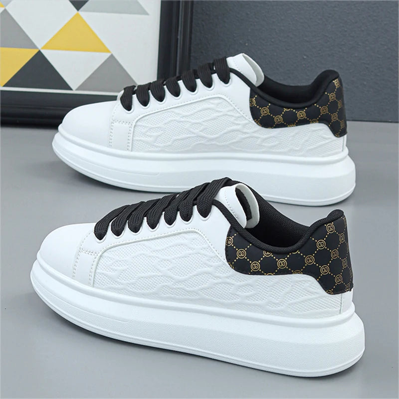 Footmax Luxury Leather Thick Sole Sneakers | Premium Walking Shoes - footmaxldn