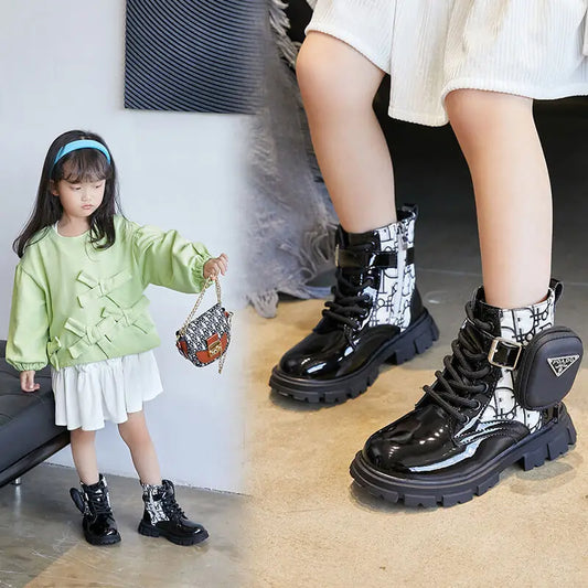 Spring and Autumn Girls Kids Shoes Ankle Boots Fashion British Style Single Boot Soft Sole Versatile Children's Leather Shoes - footmaxldn