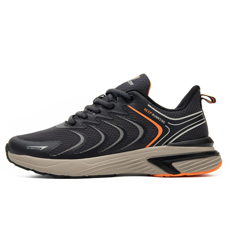 Baasploa Men Running Sneakers Leather Mesh Breathable Classic Sport Sneakers Male Comfortable Non-slip Waterproof Casual Shoes - footmaxldn