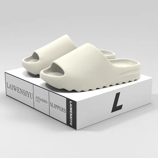 Footmax Unisex Non-Slip Platform Slippers - Soft Indoor Outdoor House Shoes - footmaxldn