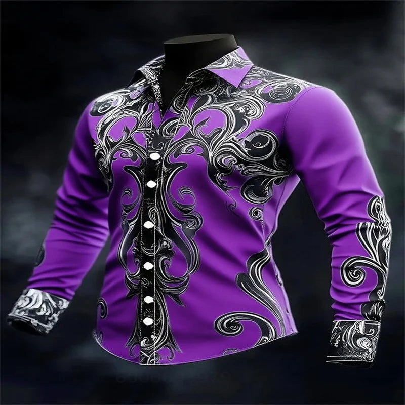 Men's Casual Long Sleeve Lapel Shirt | Footmaxldn