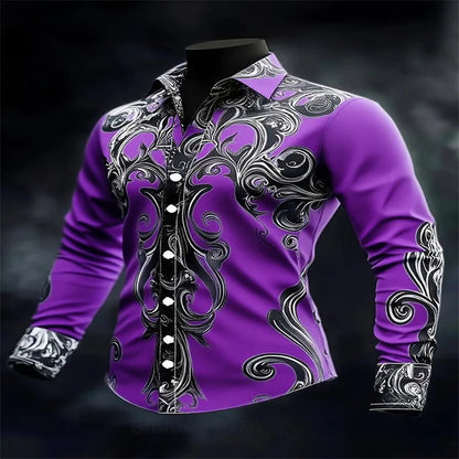 Men's Casual Long Sleeve Lapel Shirt | Footmaxldn