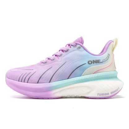 OneMix running shoe with pastel gradient design on a white background