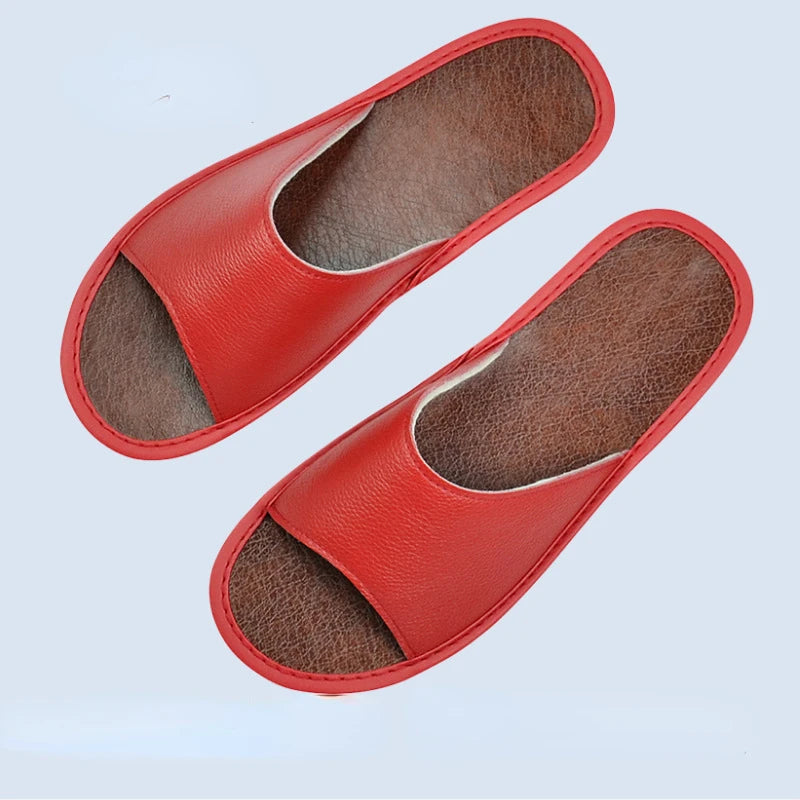 Genuine Leather Slide Sandals – Soft Insole, Non-Slip Sole | Footmaxldn