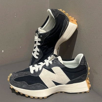 New Balance 327 Retro Running Shoes - Black & Blue Low-Cut Sneakers | Footmax - footmaxldn