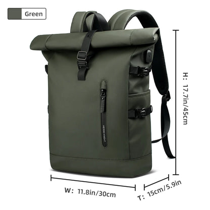 HK Expandable Travel Backpack Men Large Capacity Waterproof 15.6” Laptop Bag Hiking Rucksack Cycling Daypack Bag with USB Port - footmaxldn