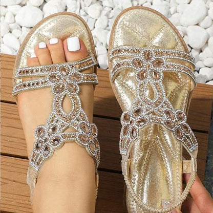 Women's Crystal Embellished Flat Sandals