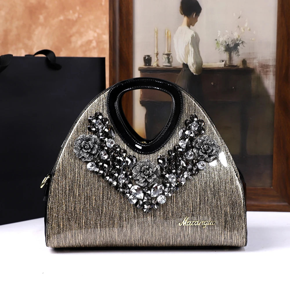 Footmax Diamond Embellished Dumpling Bag - Women's Crossbody Shoulder Handbag 2025