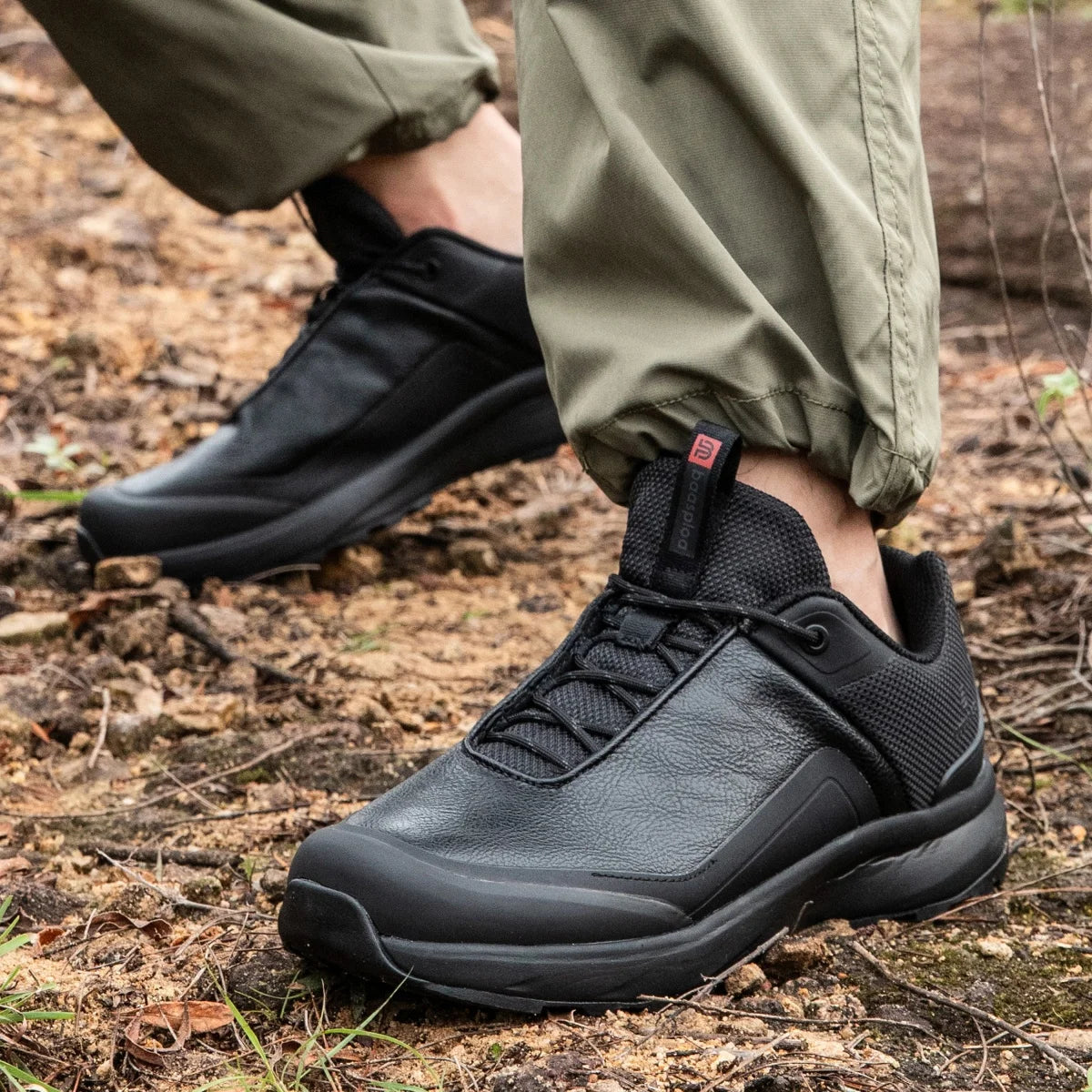 Footmax Men's Hiking Shoes - Waterproof Litchi Leather Trekking Boots