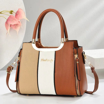 Footmax Vintage PU Leather Handbag - Large Capacity Women's Crossbody Shoulder Bag