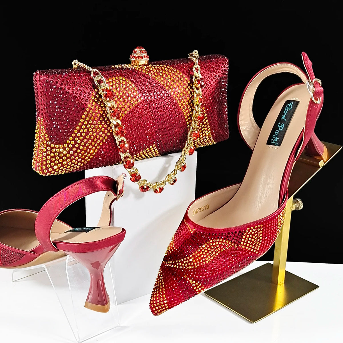 Women's Peep-Toe Wedge Shoes & Matching Bag Set | Footmaxldn