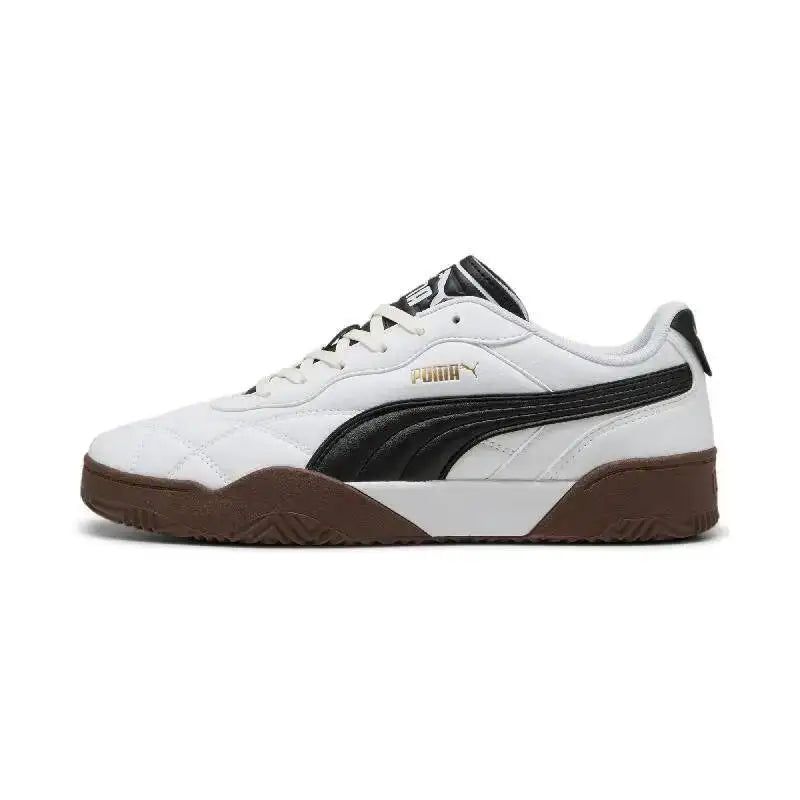 Puma Tifosi Unisex Leather Sneakers – Gold Logo Casual Shoes