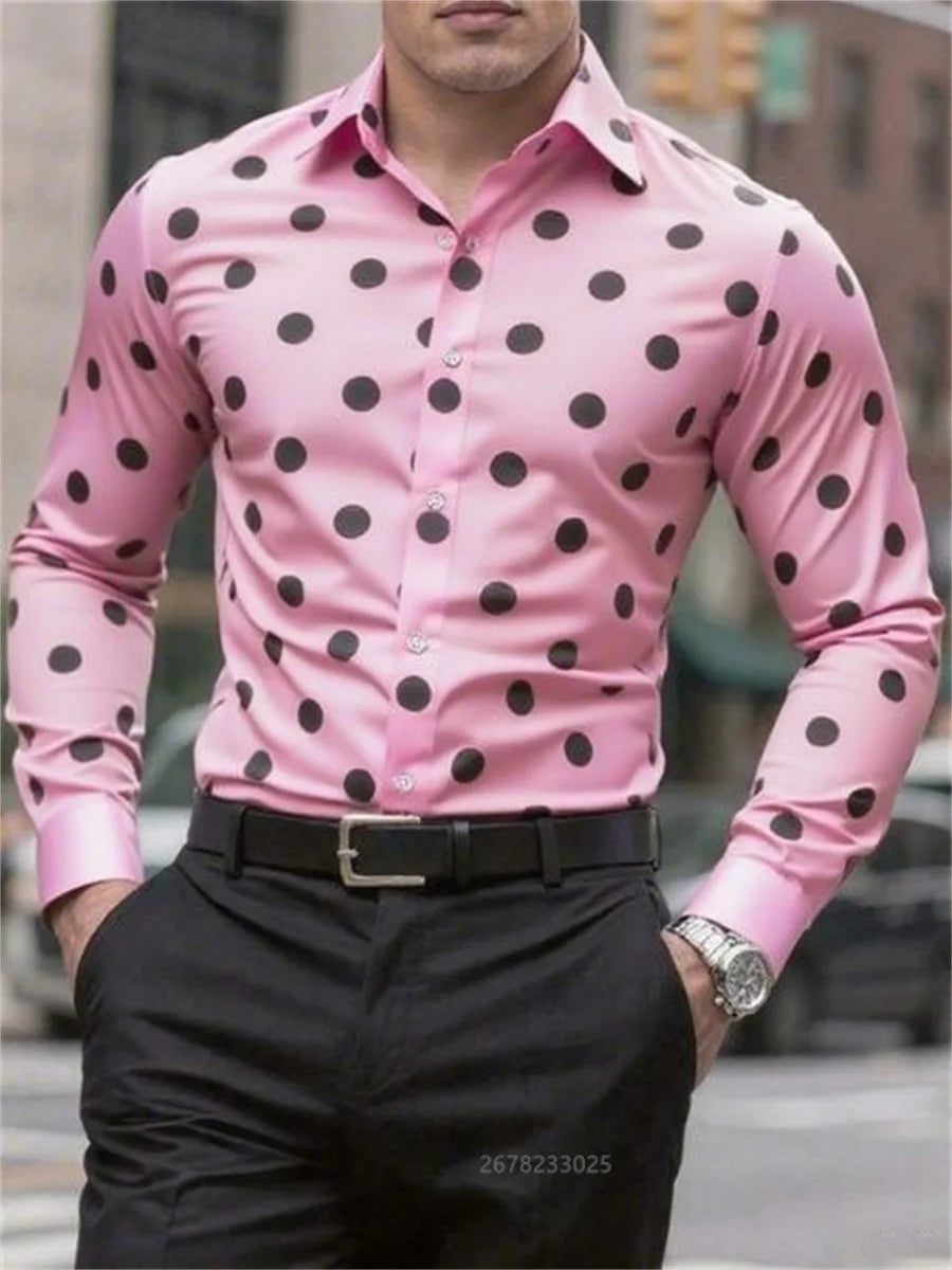 Men’s Spotted Long-Sleeve Shirt | Footmaxldn