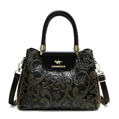 Large Capaci Leather Handbag Women's Bag 2025 New Cowhide Single oulder Bag Retro Ethnic Sle Mom Bag Crossbody Bag