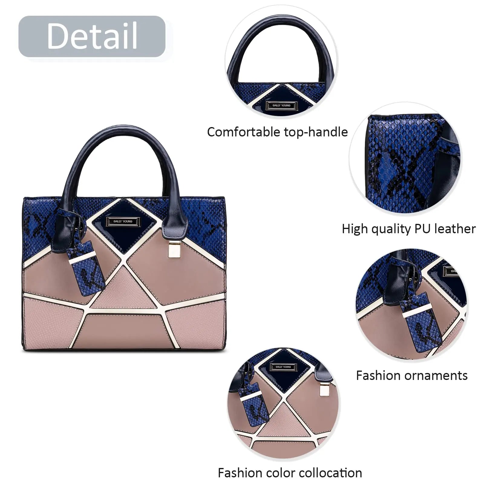 Footmax Multicolor Patchwork Snakeskin Tote Bag - Large Capacity Fashion Handbag for Women - footmaxldn