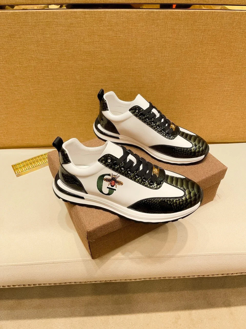 Men's Luxury Leather Sneakers - Footmaxldn Designer Casual Shoes - footmaxldn