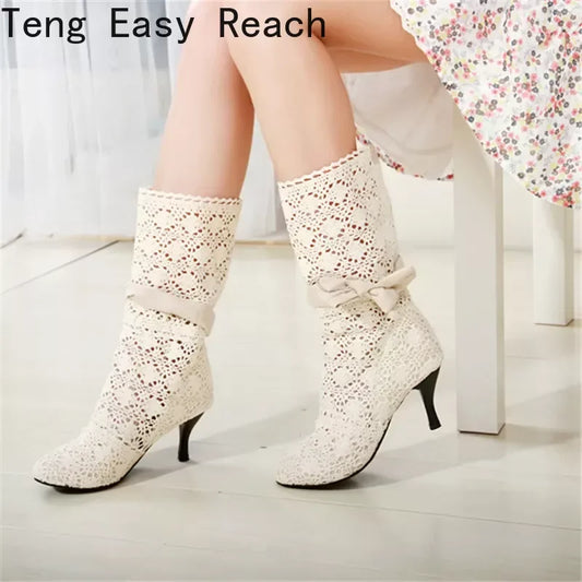 Footmax Crochet Summer Boots - Lace Hollow Fashion Women's Boots - footmaxldn