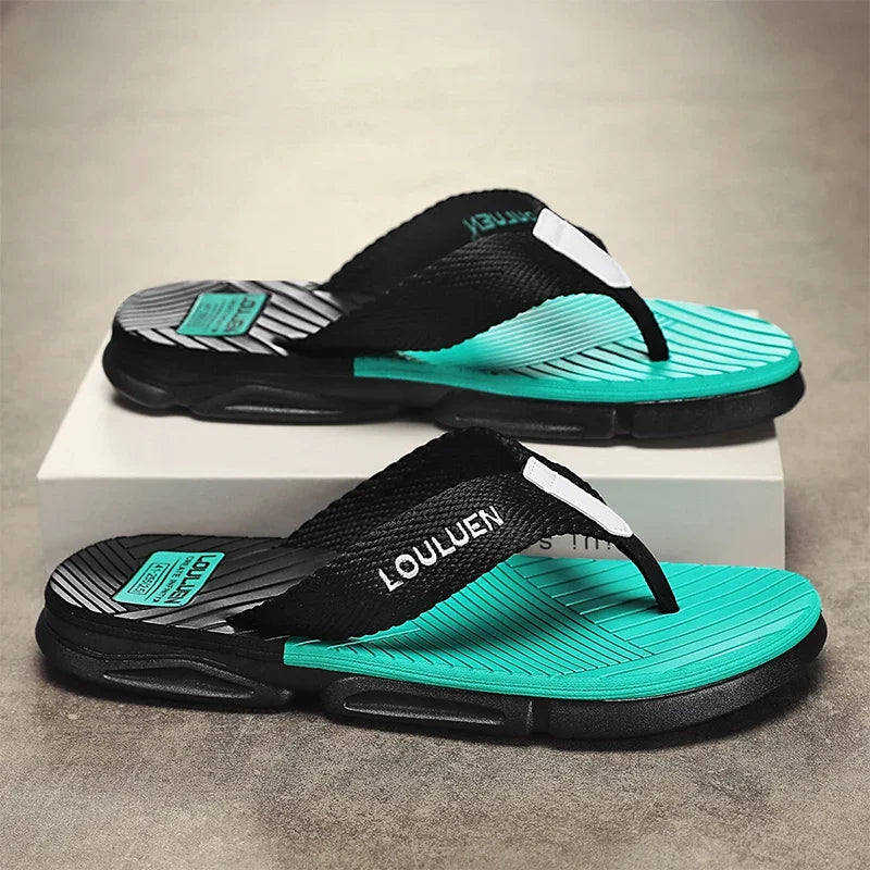 FootMax ELUVA Men's Beach Flip Flops - Lightweight Anti-Slip Summer Sandals 2025 - footmaxldn