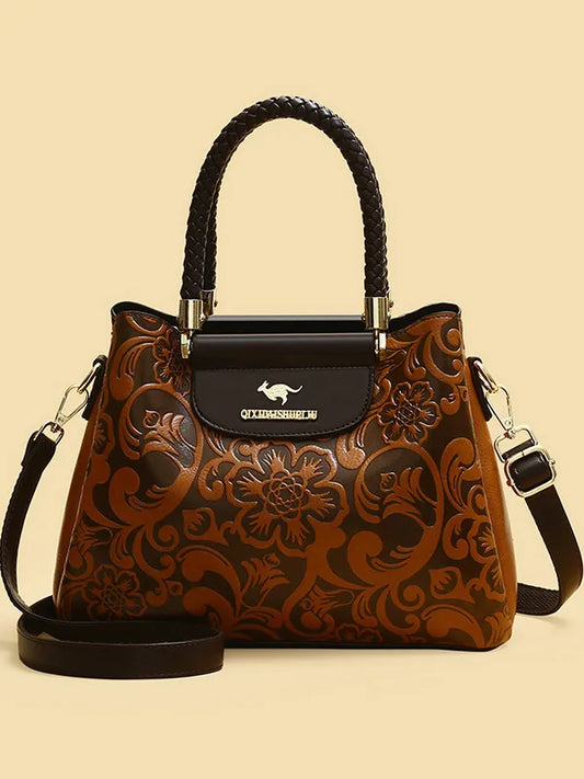 Large Capaci Leather Handbag Women's Bag 2025 New Cowhide Single oulder Bag Retro Ethnic Sle Mom Bag Crossbody Bag