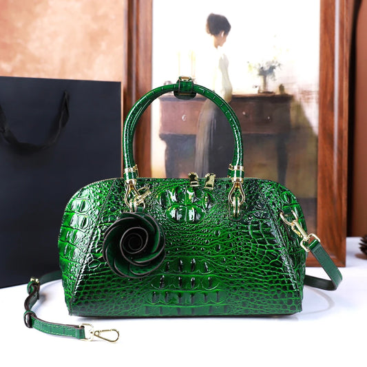 Crocodile Pattern Leather Handbag - Premium Crossbody Pillow Bag | footmaxldn - footmaxldn