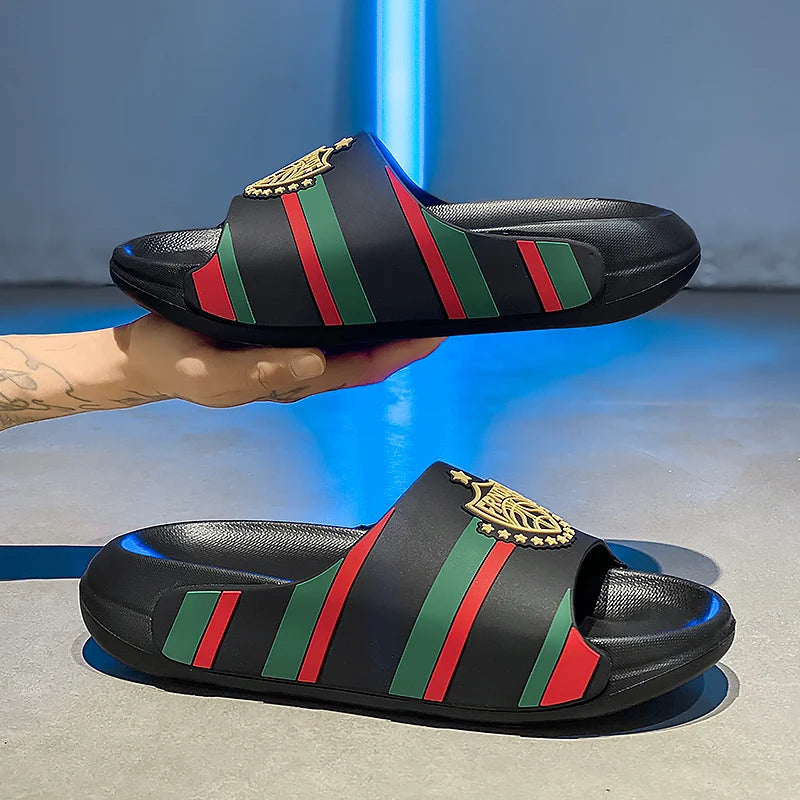 Men's Lightweight EVA Slides - Non-Slip Beach Sandals with Thick Sole - footmaxldn