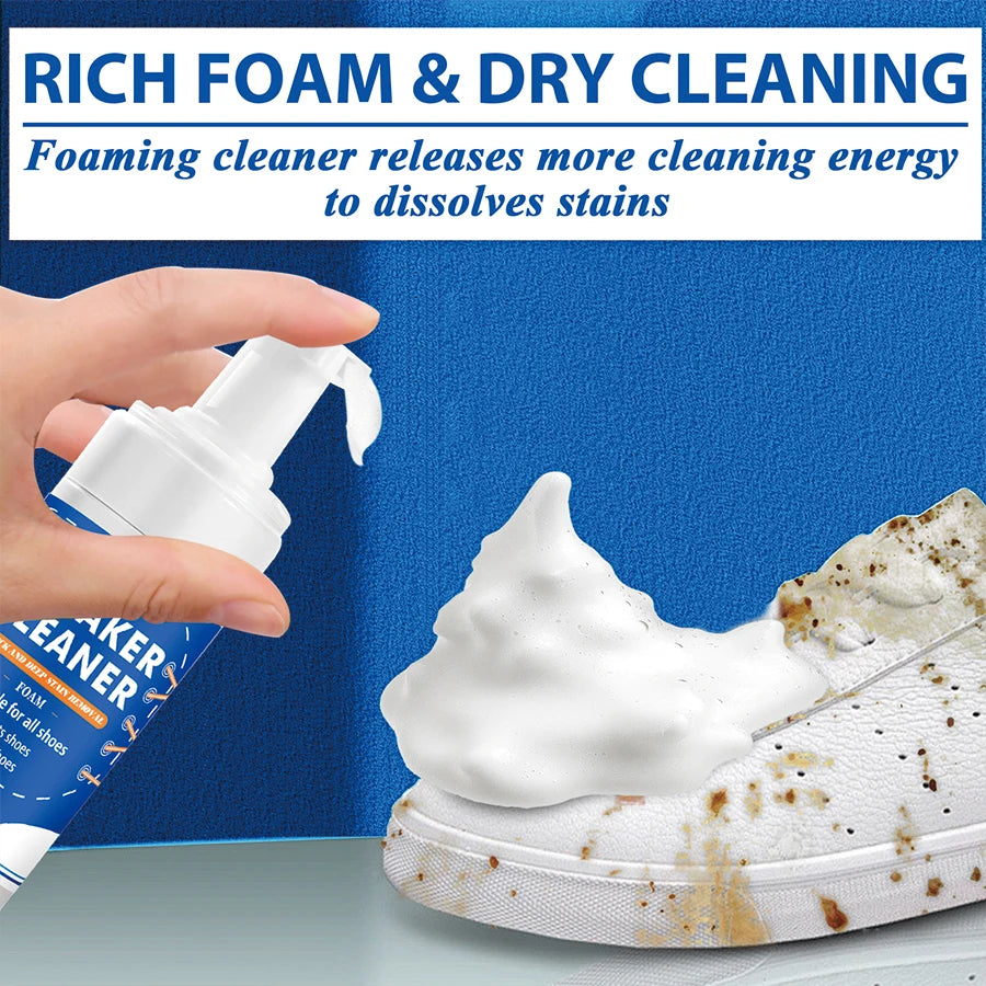Footmax White Shoe Cleaner Kit - 100ml Foam & Deodorizer Spray for Sneakers