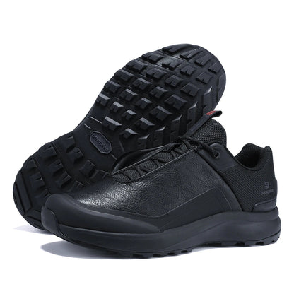 Footmax Men's Hiking Shoes - Waterproof Litchi Leather Trekking Boots