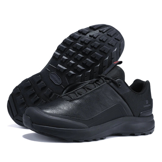 Footmax Men's Hiking Shoes - Waterproof Litchi Leather Trekking Boots