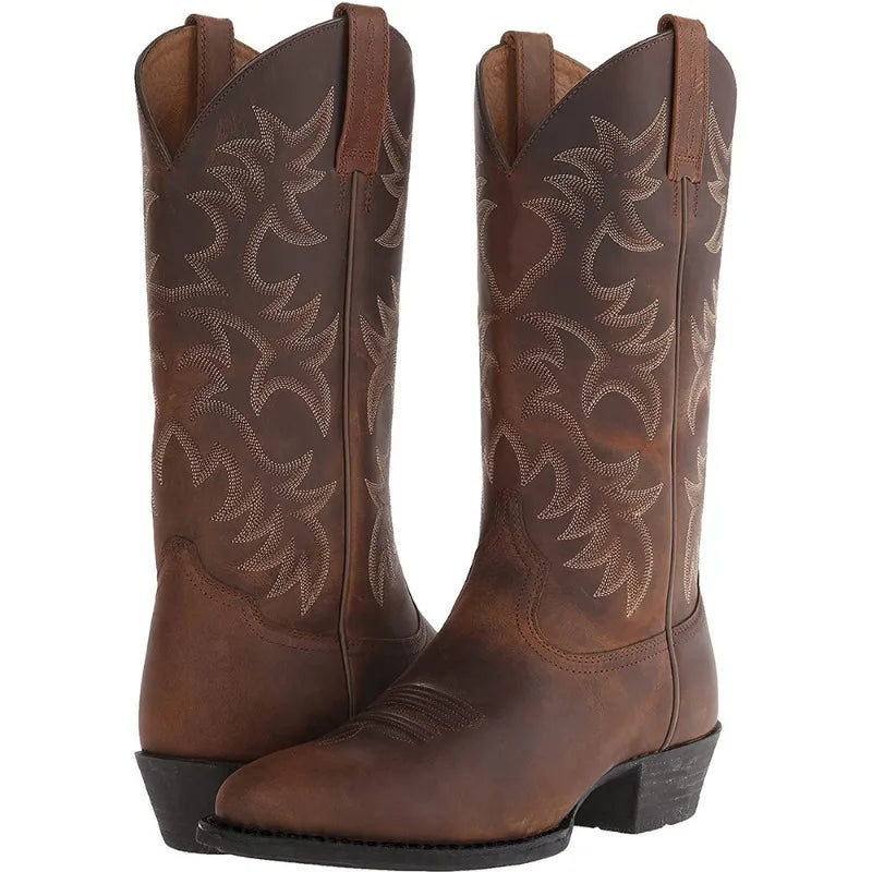 Footmaxldn Men's Pointed-Toe Western Boots