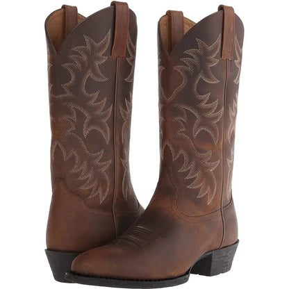 Footmaxldn Men's Pointed-Toe Western Boots