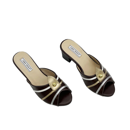 2025 New stylish and shiny little golden pearl party women's slippers, casual, comfortable and sexy women's sandals - footmaxldn