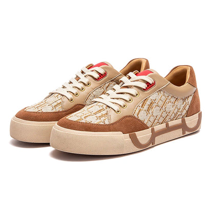 Footmaxldn Women's Embroidered Canvas Flat Sneakers