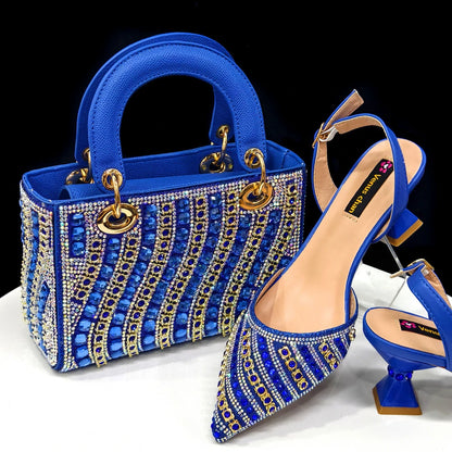 Footmax Fuchsia Rhinestone Heel Shoes & Bag Set - Italian Fashion 2025 - footmaxldn