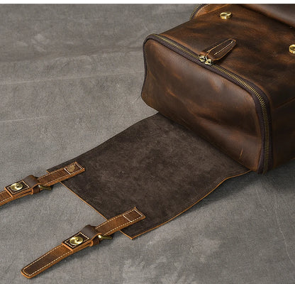 Vintage Crazy Horse Genuine Leather Backpack Men Leather Bagpack Climbing Rucksack male Large Hiking Backpack M814 - footmaxldn