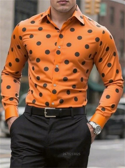 Men’s Spotted Long-Sleeve Shirt | Footmaxldn