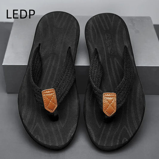 FootMax Men's Beach Flip Flops - Casual Summer Sandals Non-Slip Flat Slippers - footmaxldn