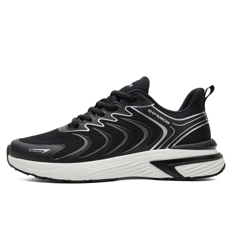 Baasploa Men Running Sneakers Leather Mesh Breathable Classic Sport Sneakers Male Comfortable Non-slip Waterproof Casual Shoes - footmaxldn