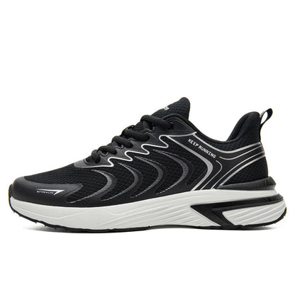 Baasploa Men Running Sneakers Leather Mesh Breathable Classic Sport Sneakers Male Comfortable Non-slip Waterproof Casual Shoes - footmaxldn