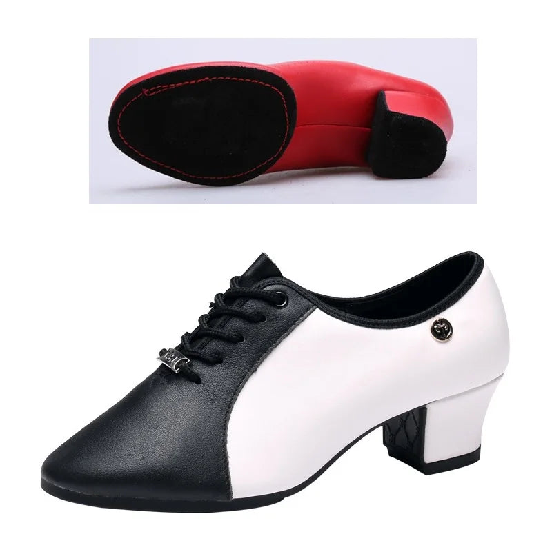 Footmax Genuine Leather Dance Shoes - Women's Soft Modern Latin Ballroom Sneakers - footmaxldn