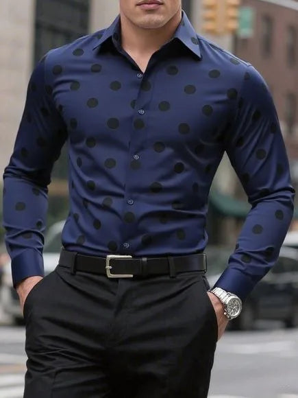 Men’s Spotted Long-Sleeve Shirt | Footmaxldn