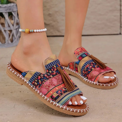Women Slippers Summer Casual Beach Holiday Slippers New Fashion Fringe Outdoor Flat Shoes Open Toe Sandals for Women - footmaxldn