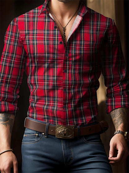 Men’s Striped V-Neck Button-Front Shirt
